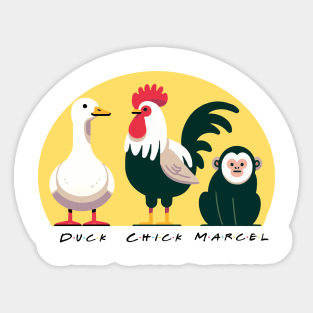 Friends - Marcel, The Chick, The Duck - Version 2 with text Sticker